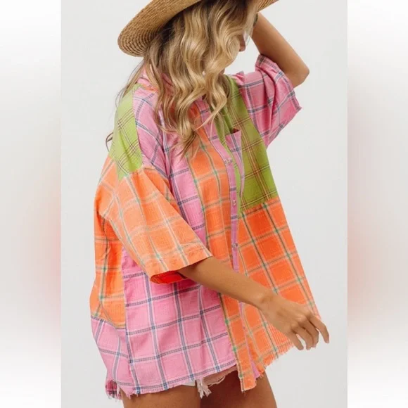 Bibi Washed Plaid Shirt - Picture 6 of 7